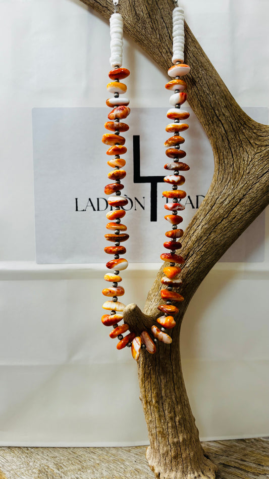 Orange with White beads Necklace