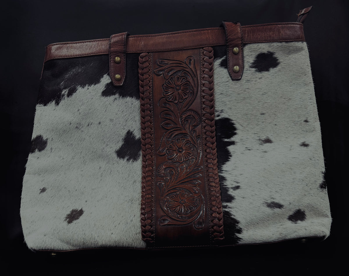 Large leather weekender bag