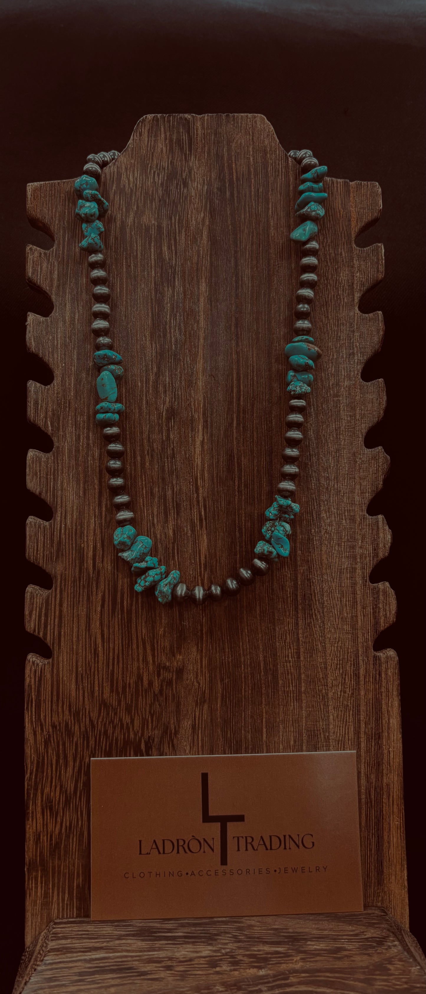 6mm 16” Silver Plated Pearls w/ Turquoise Stone