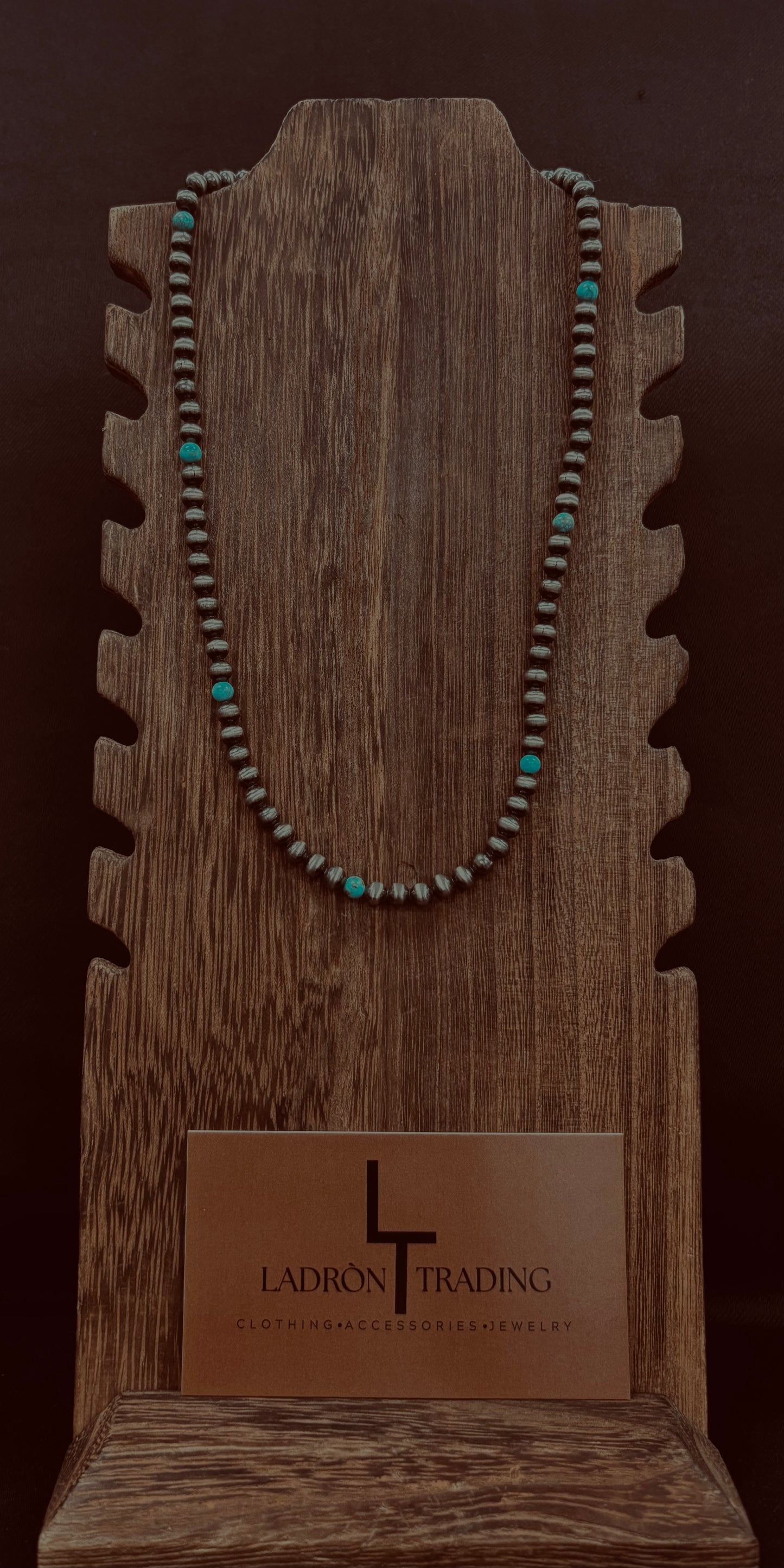 5mm 16” Silver Plated Pearls w/ Turquoise Stone