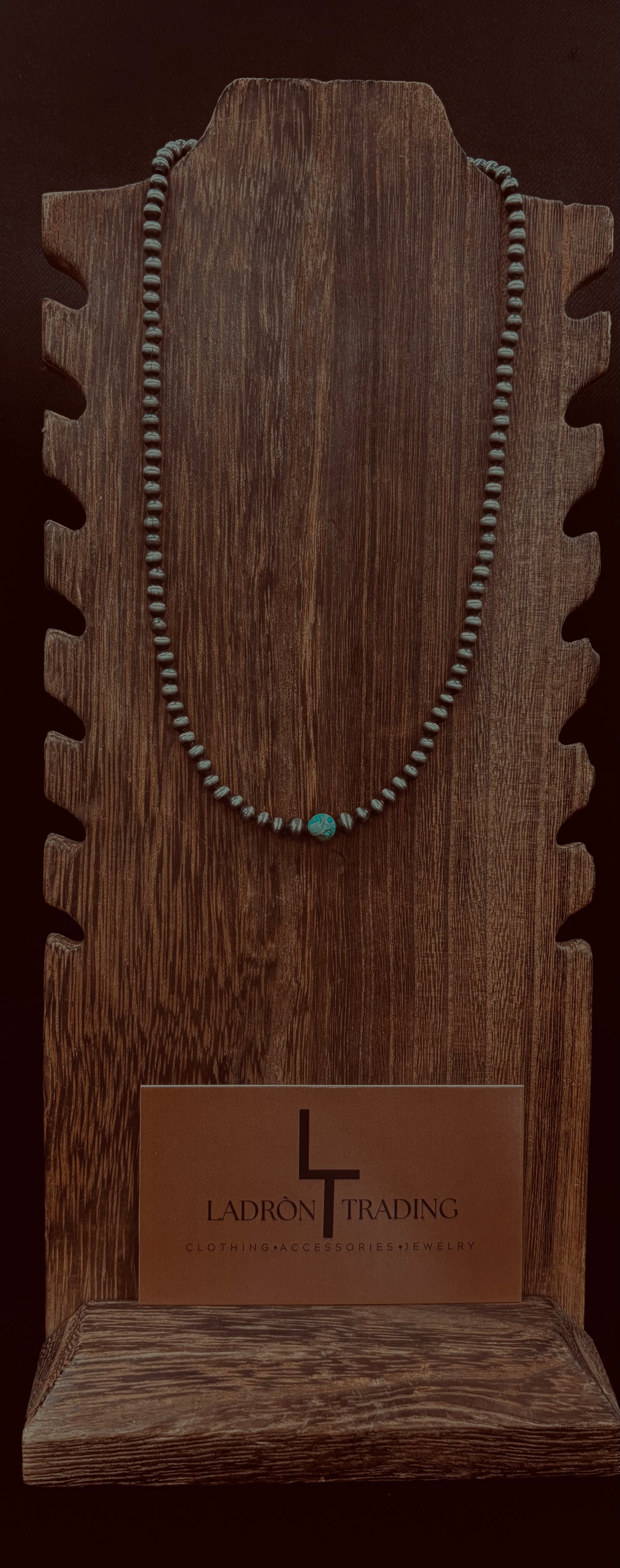 4mm 16” Silver Plated Pearls w/ Turquoise Stone