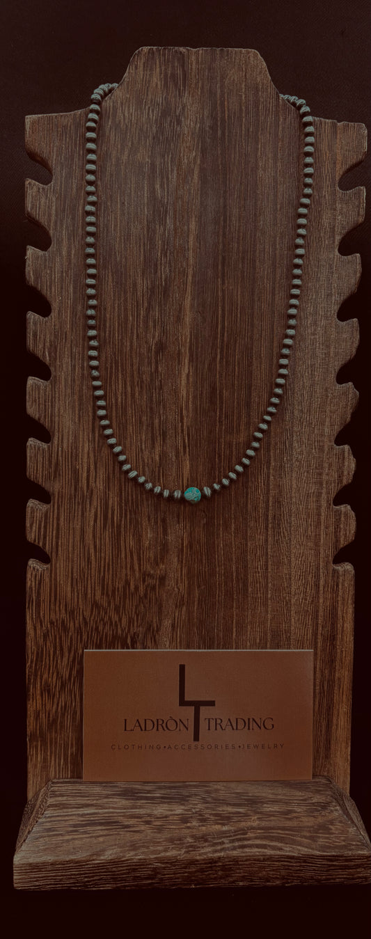 4mm 16” Silver Plated Pearls w/ Turquoise Stone