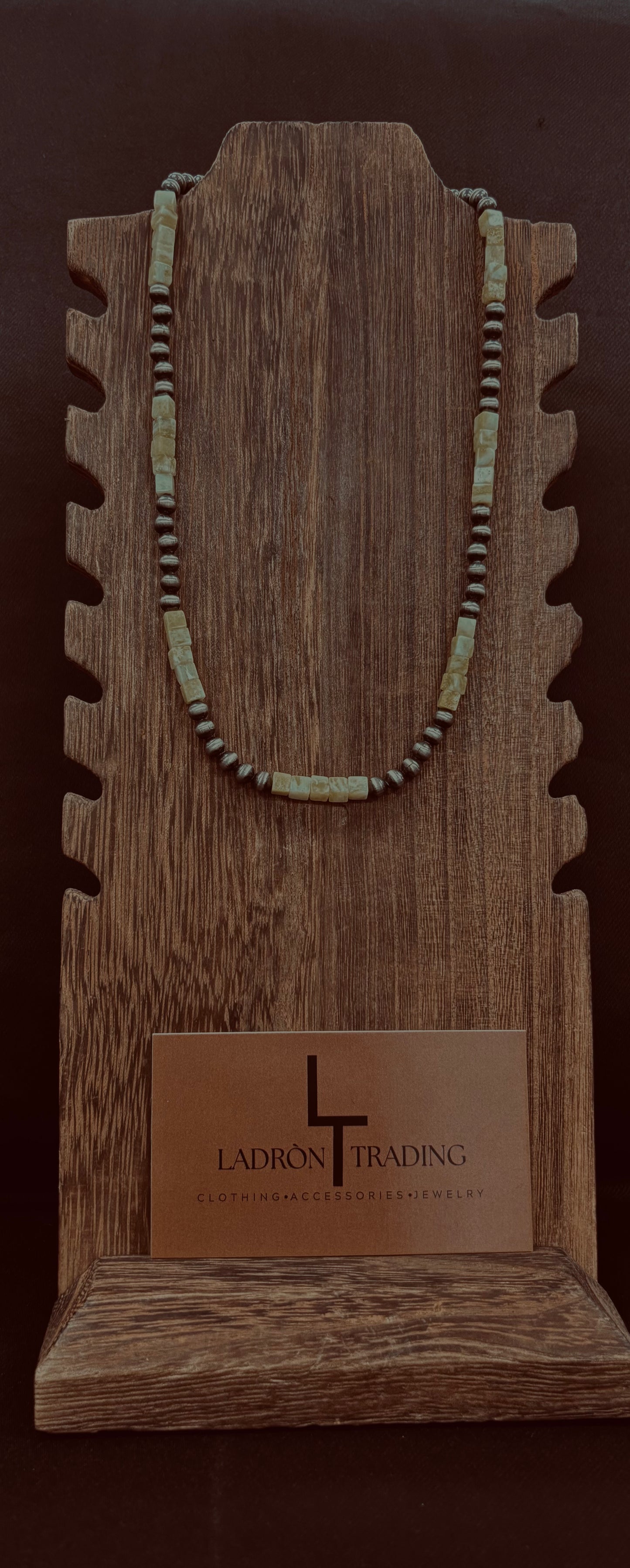 5mm 16” Silver Plated Pearls w/ Lime Stone