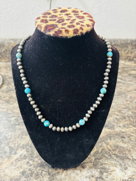 6mm silver w turquoise