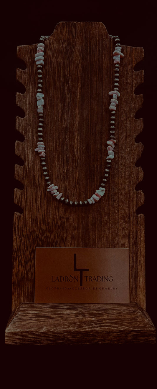 5mm 16” Silver Plated Pearls w/ Baby Pink Stone
