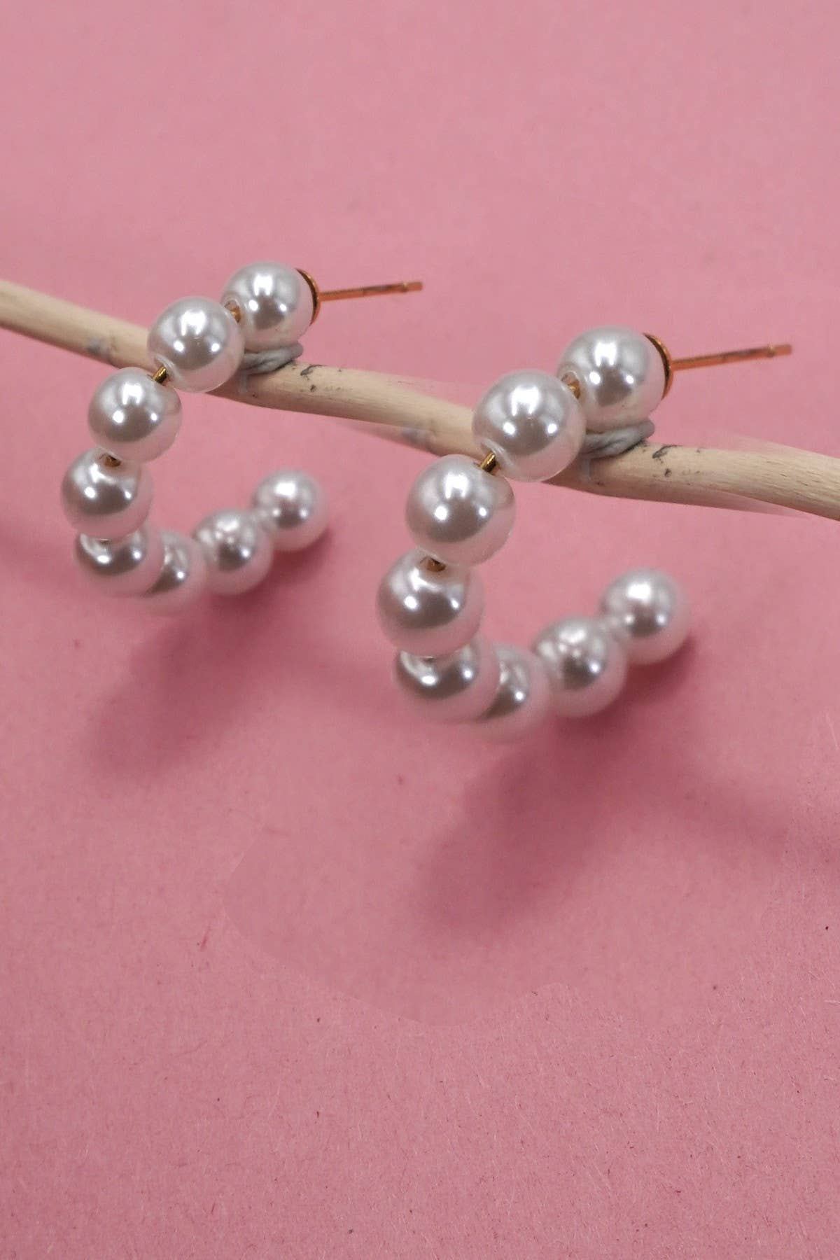 PEARL BEADED  HOOP EARRINGS