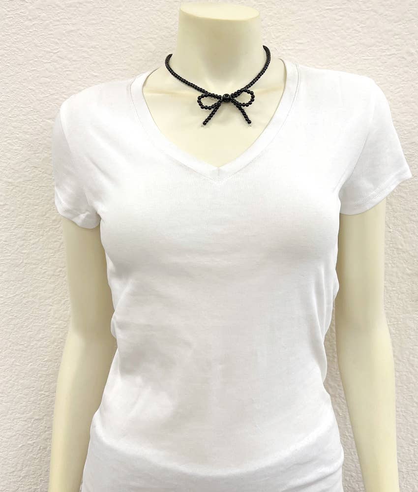 Coated Black Bow Necklace