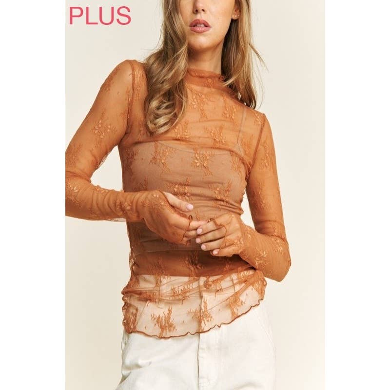 PLUS SIZE MESH TOP