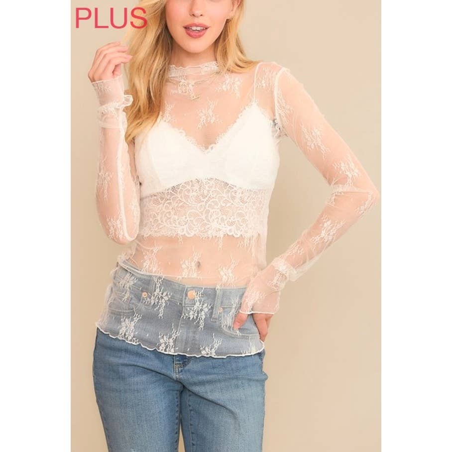 PLUS SIZE MESH TOP