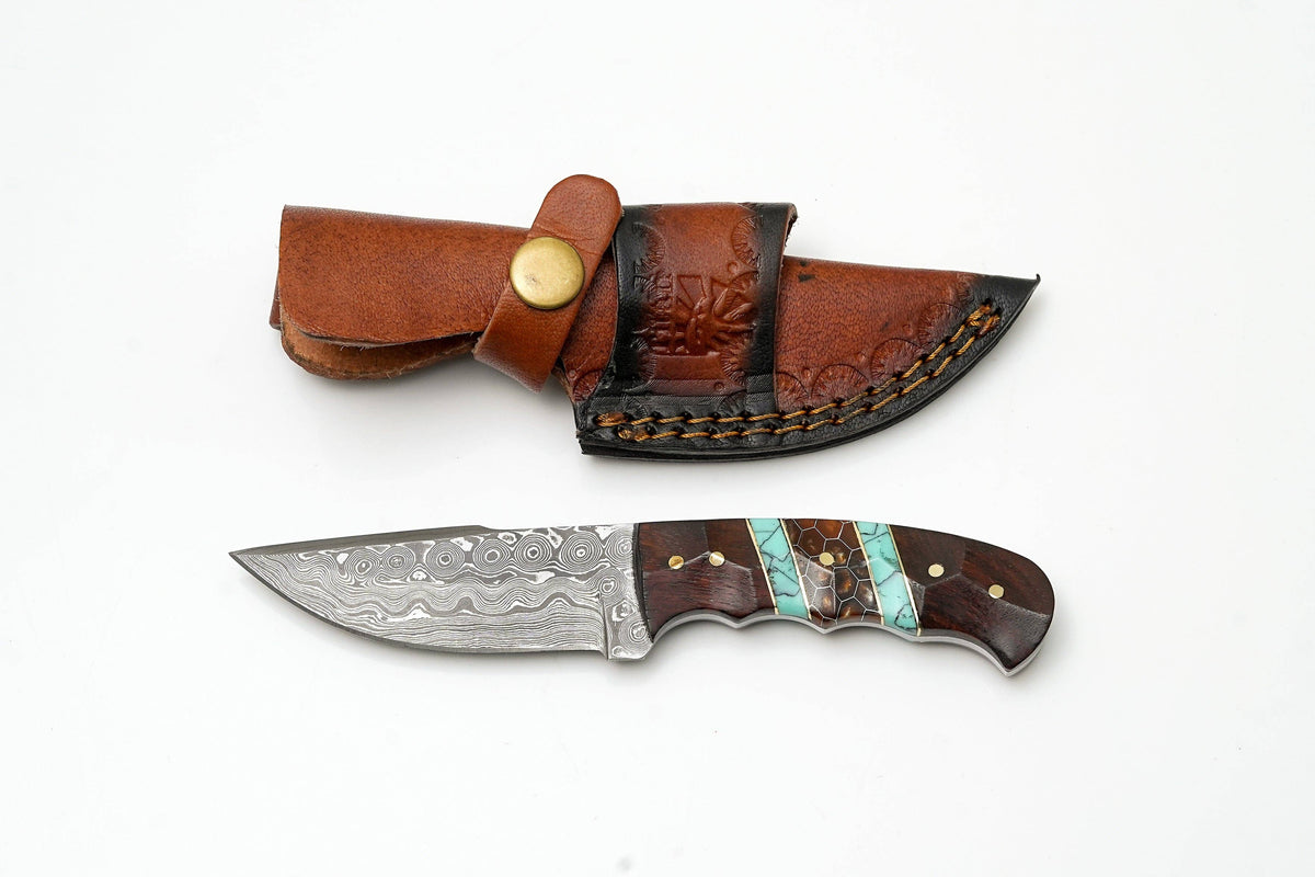 Amber Honeycomb & Turquoise Handle knife