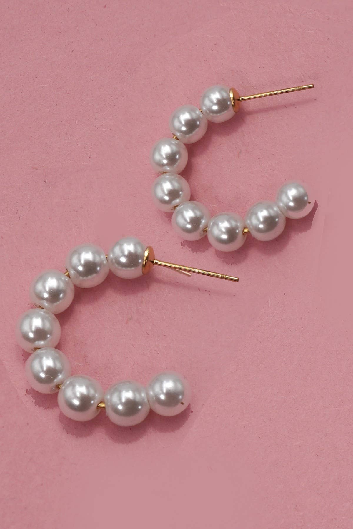 PEARL BEADED  HOOP EARRINGS