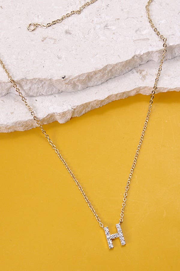 RHINESTONE INITIAL NECKLACE