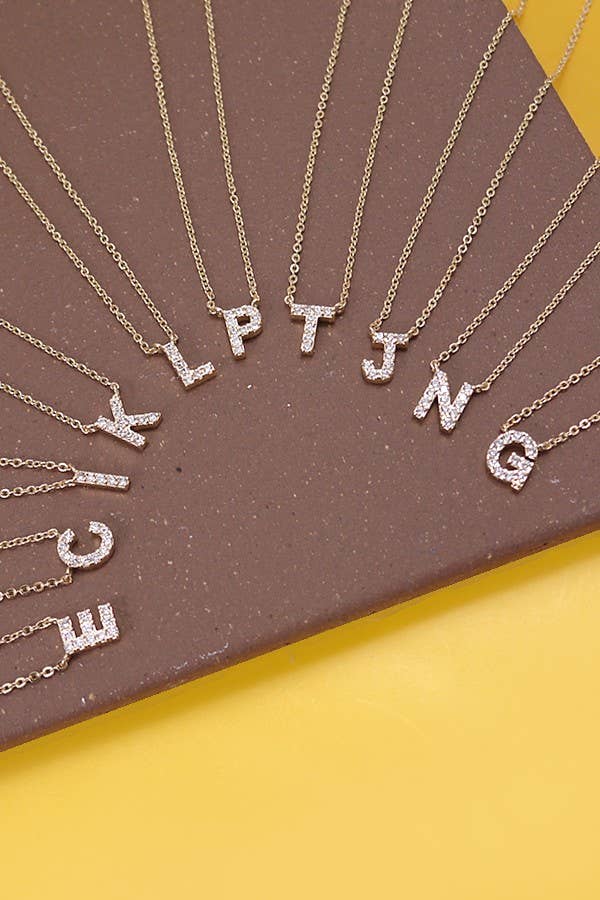 RHINESTONE INITIAL NECKLACE