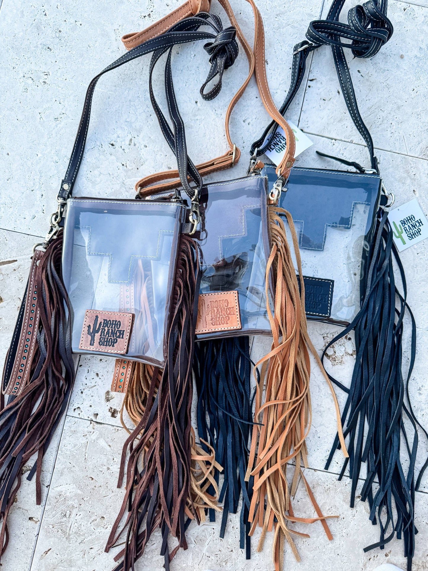 SMALL - Hand Tooled Clear Concert bag
