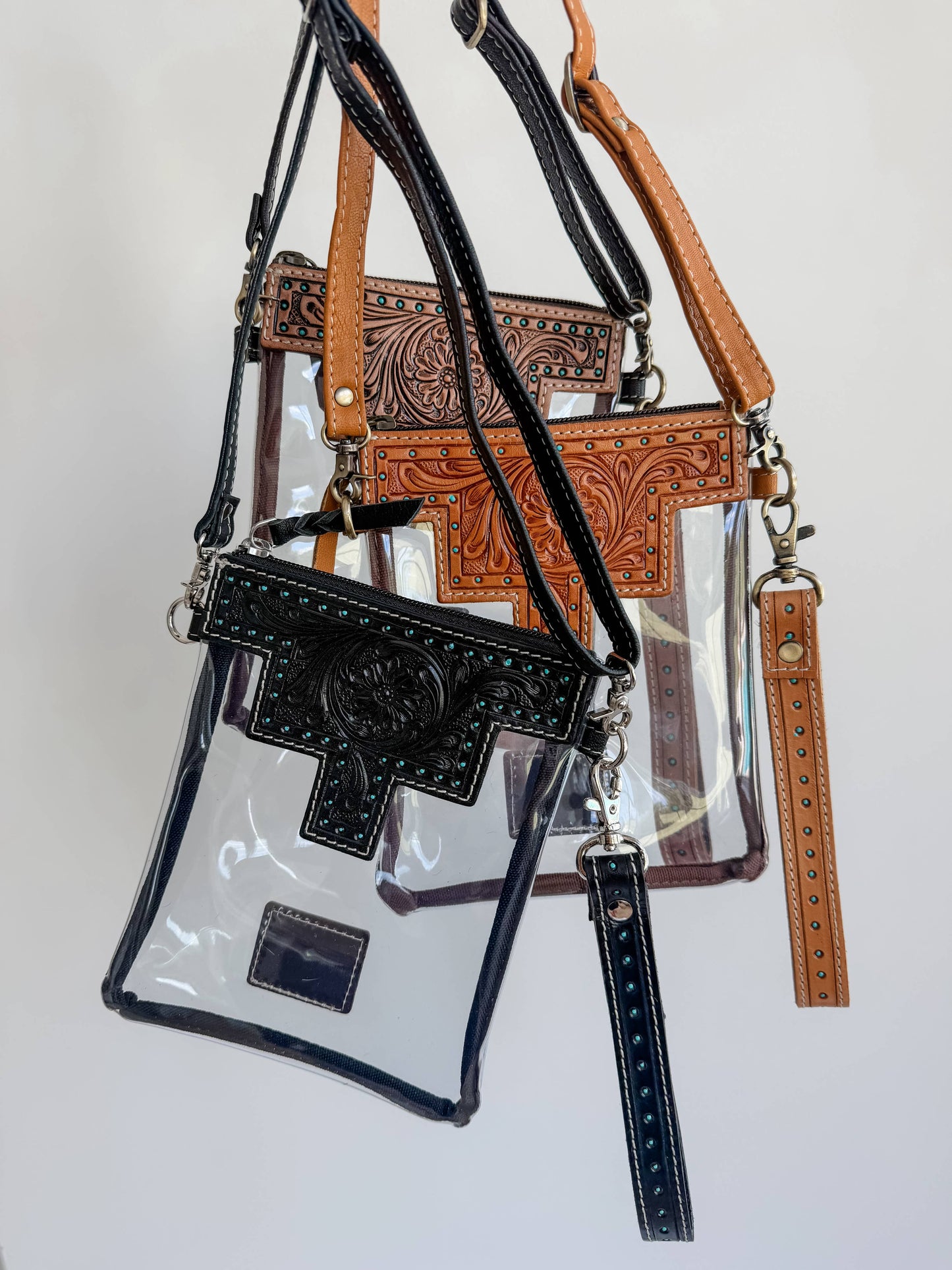 SMALL Hand Tooled Clear bag