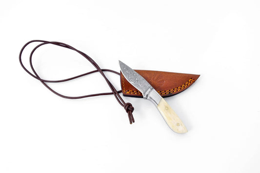 Damascus Steel Neck Mini Knife