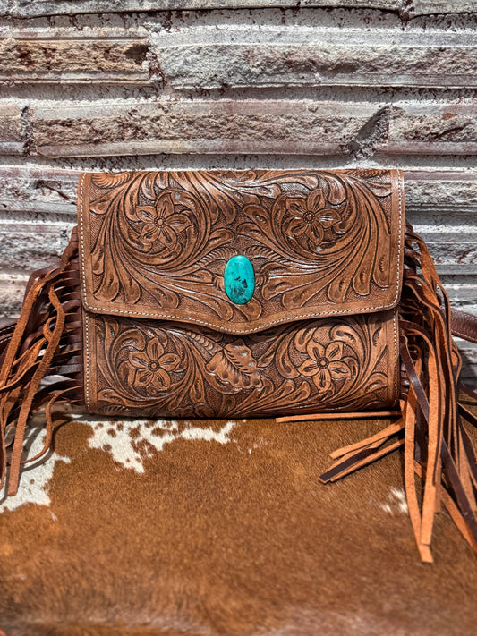 Fringe Tooled purse