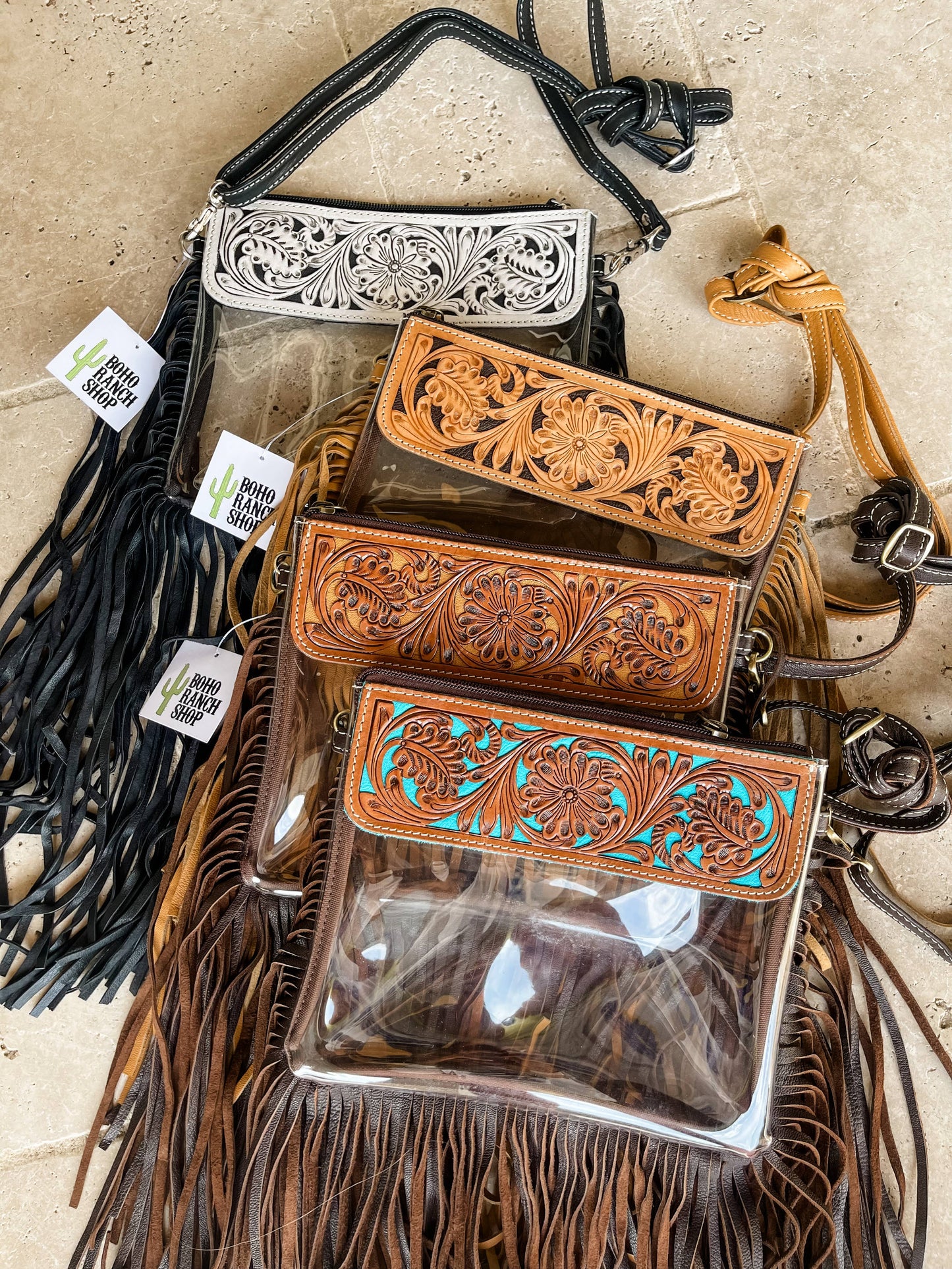 Hand Tooled Clear purse