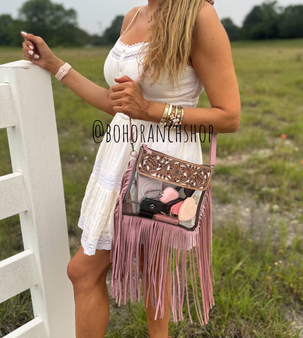 Hand Tooled Clear purse