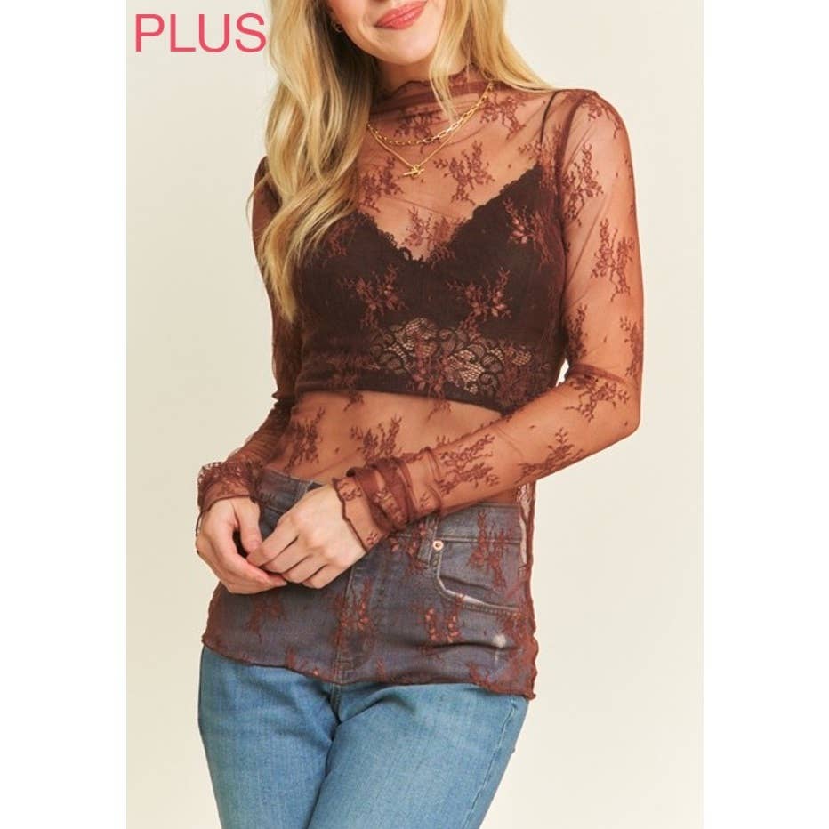 PLUS SIZE MESH TOP