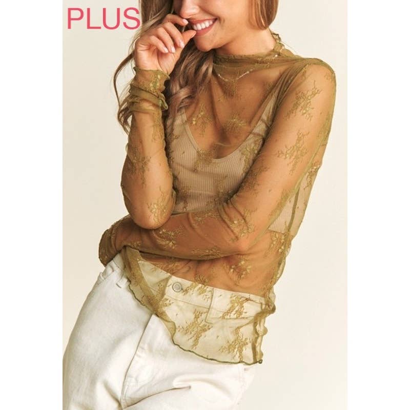 PLUS SIZE MESH TOP