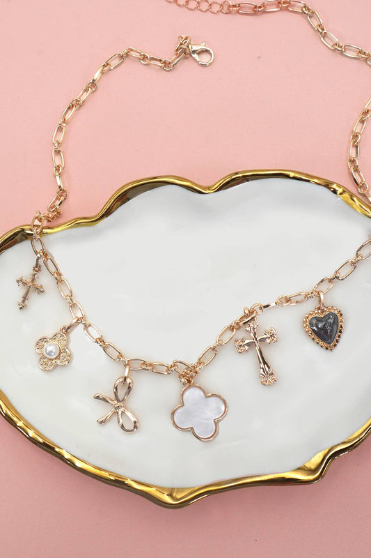 Cross bow charm necklace